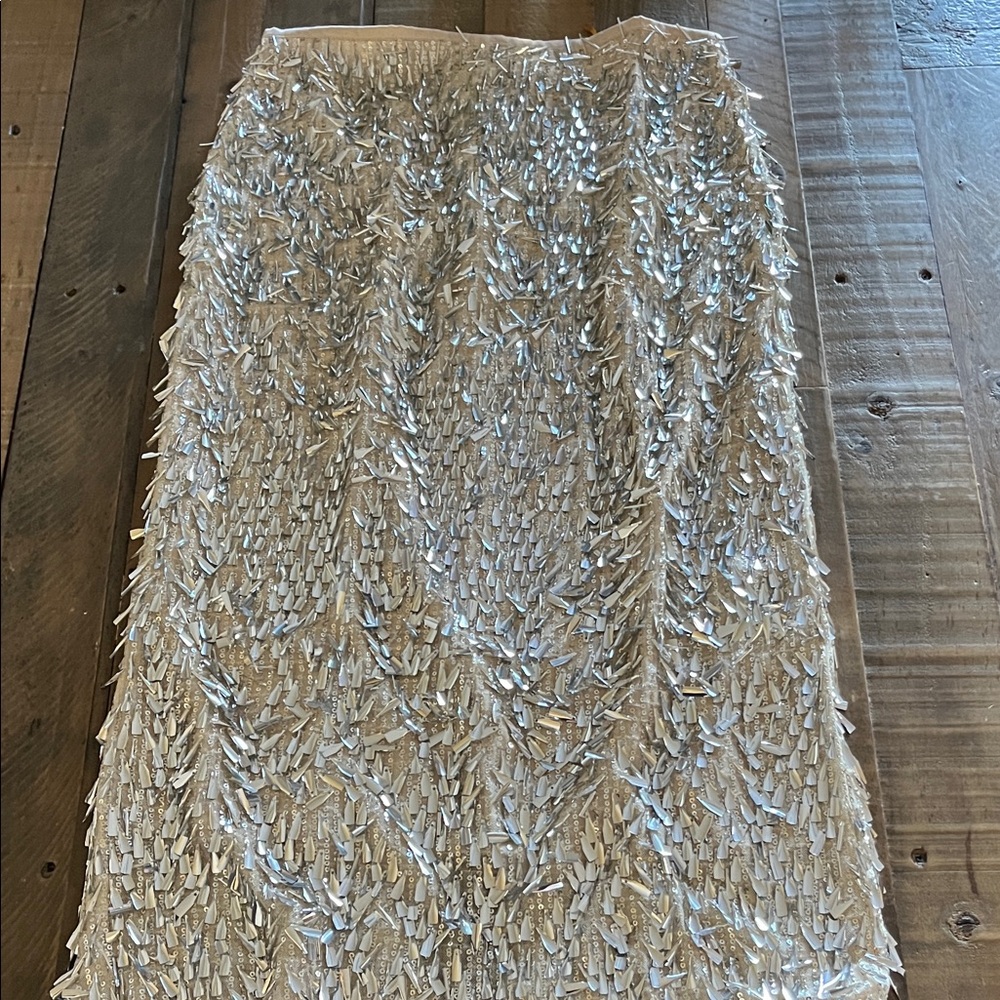 Zara Silver Sequin Midi Skirt